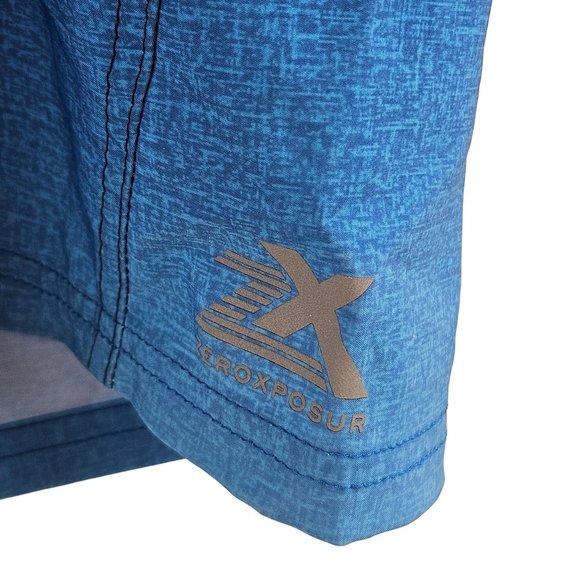 Zeroxposure Men Swim Trunks Size L Blue Orange Striped Drawstring Zippered Pocke - Picture 3 of 8